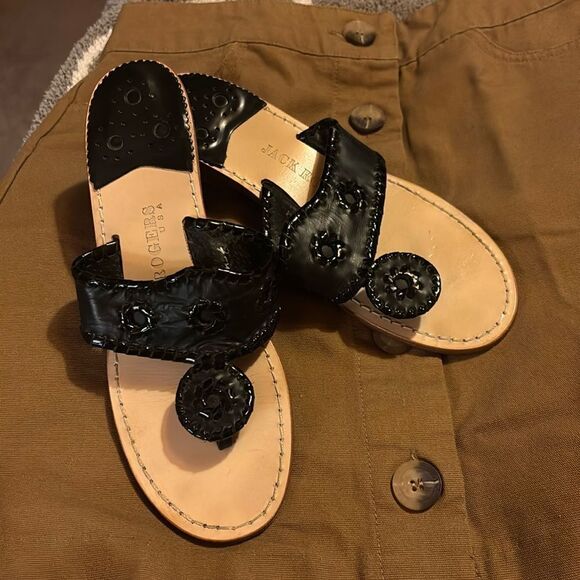 Jack Rogers Black mini wedge sandals - Picture 1 of 14